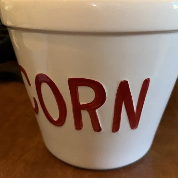 Ceramic Red and White Popcorn Bowl